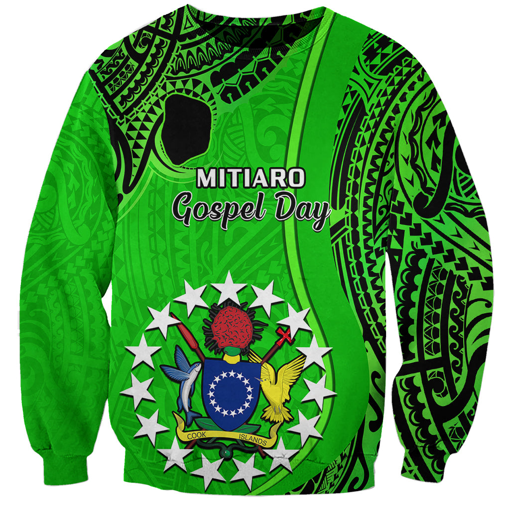21 July Mitiaro Island Gospel Day Sweatshirt Cook Islands Tribal Pattern LT14 Unisex Green - Polynesian Pride