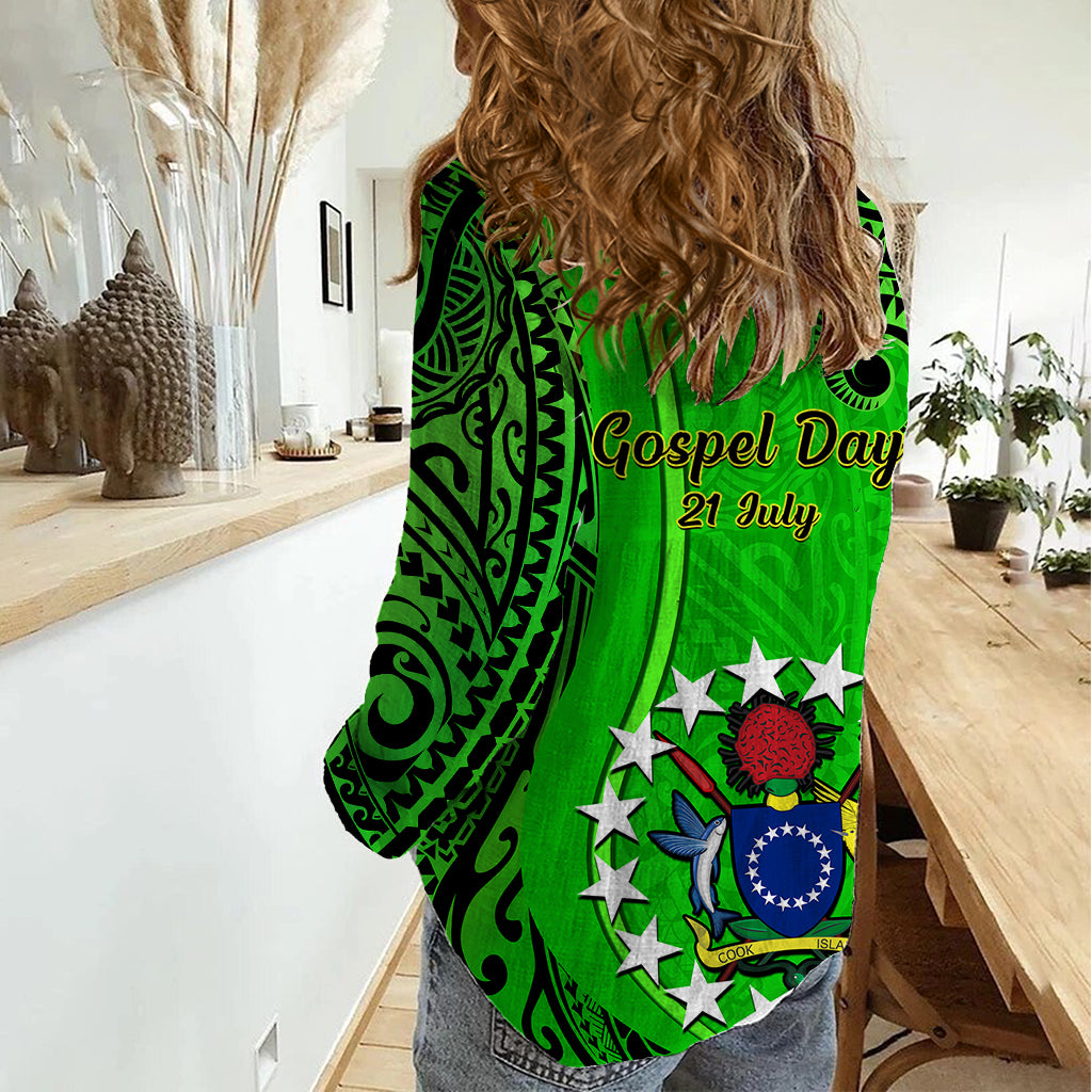 21 July Mitiaro Island Gospel Day Women Casual Shirt Cook Islands Tribal Pattern LT14 - Polynesian Pride