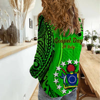 21 July Mitiaro Island Gospel Day Women Casual Shirt Cook Islands Tribal Pattern LT14 - Polynesian Pride