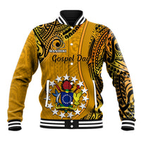8 August Manihiki Island Gospel Day Baseball Jacket Cook Islands Tribal Pattern LT14 Unisex Gold - Polynesian Pride
