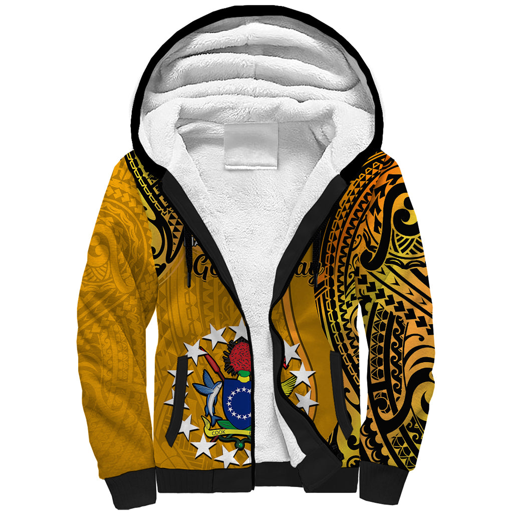 8 August Manihiki Island Gospel Day Sherpa Hoodie Cook Islands Tribal Pattern LT14 Unisex Gold - Polynesian Pride