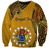 8 August Manihiki Island Gospel Day Sweatshirt Cook Islands Tribal Pattern LT14 Unisex Gold - Polynesian Pride