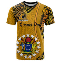 8 August Manihiki Island Gospel Day T Shirt Cook Islands Tribal Pattern LT14 Gold - Polynesian Pride