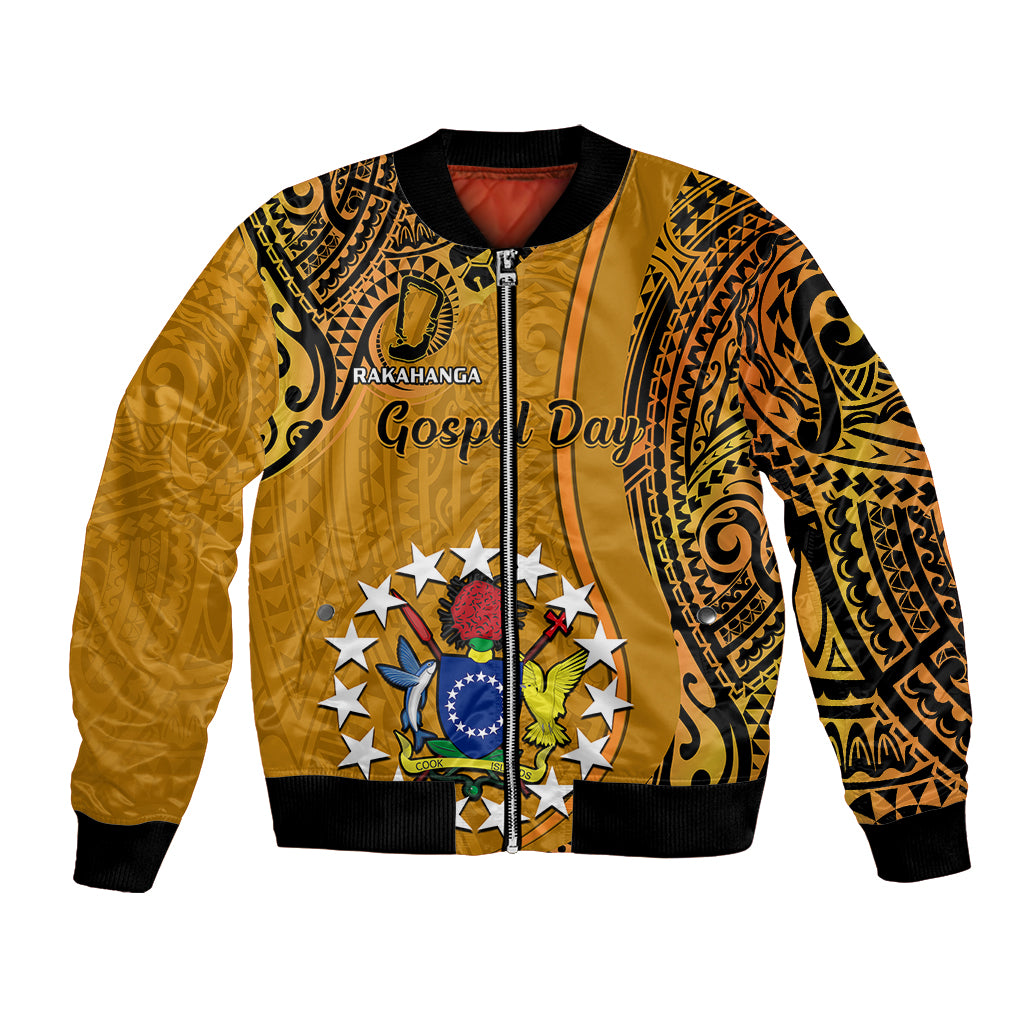 15 August Rakahanga Island Gospel Day Bomber Jacket Cook Islands Tribal Pattern LT14 Unisex Orange - Polynesian Pride