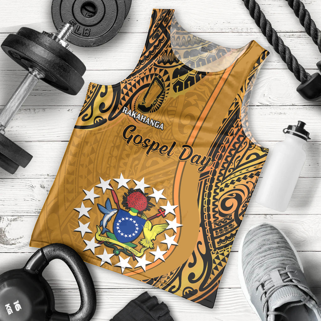 15 August Rakahanga Island Gospel Day Men Tank Top Cook Islands Tribal Pattern LT14 Orange - Polynesian Pride