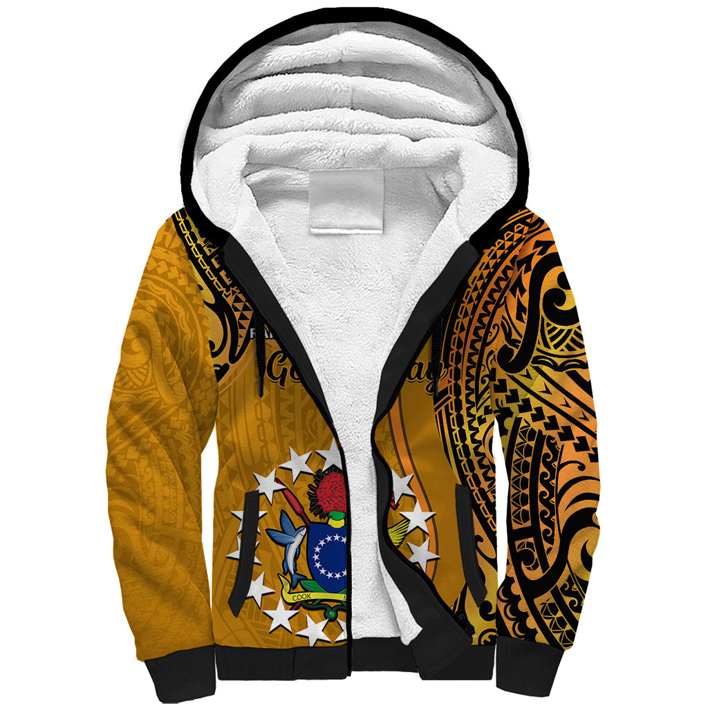 15 August Rakahanga Island Gospel Day Sherpa Hoodie Cook Islands Tribal Pattern LT14 Unisex Orange - Polynesian Pride