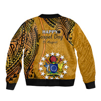 15 August Rakahanga Island Gospel Day Sleeve Zip Bomber Jacket Cook Islands Tribal Pattern LT14 - Polynesian Pride