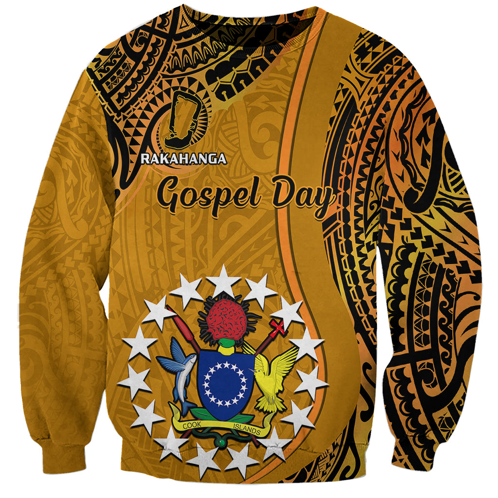 15 August Rakahanga Island Gospel Day Sweatshirt Cook Islands Tribal Pattern LT14 Unisex Orange - Polynesian Pride