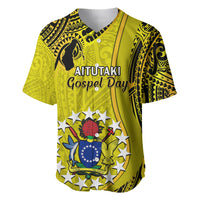 27 October Aitutaki Island Gospel Day Baseball Jersey Cook Islands Tribal Pattern LT14 Gold - Polynesian Pride