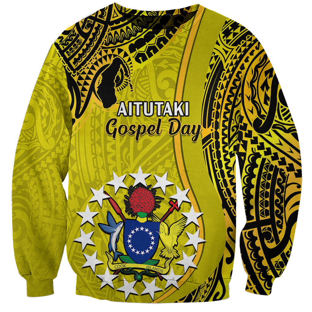 27 October Aitutaki Island Gospel Day Sweatshirt Cook Islands Tribal Pattern LT14 Unisex Gold - Polynesian Pride