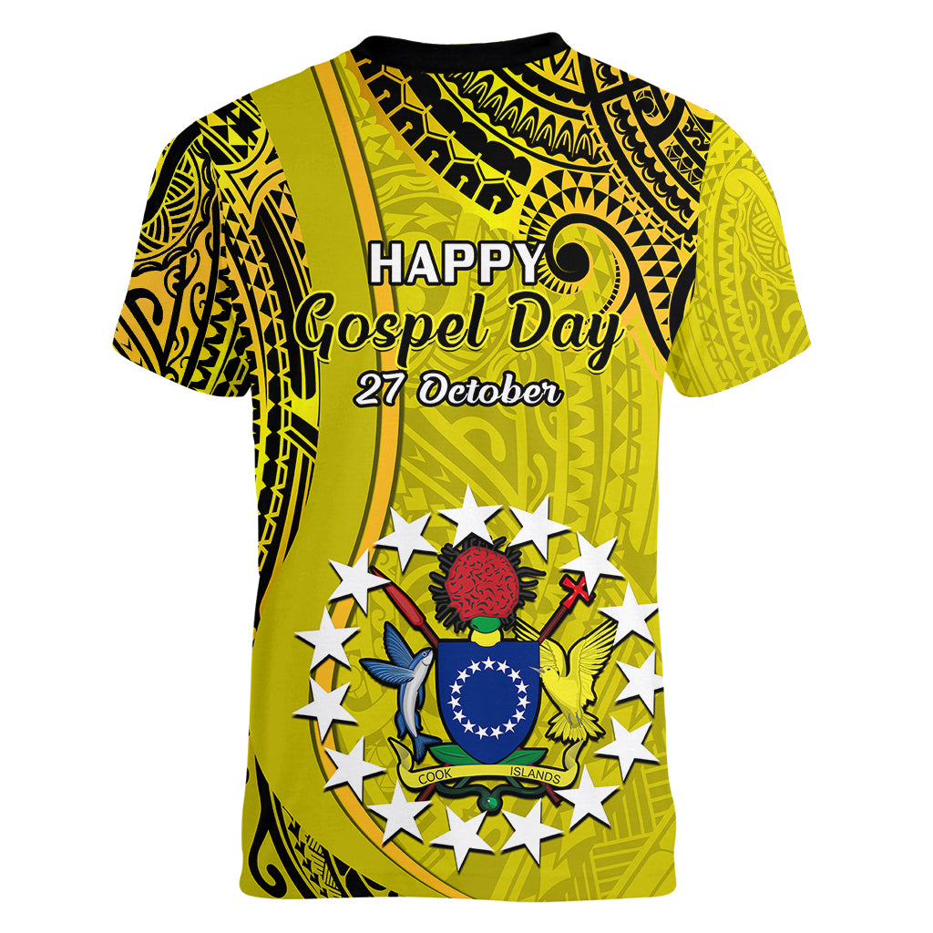 27 October Aitutaki Island Gospel Day Women V Neck T Shirt Cook Islands Tribal Pattern LT14 - Polynesian Pride