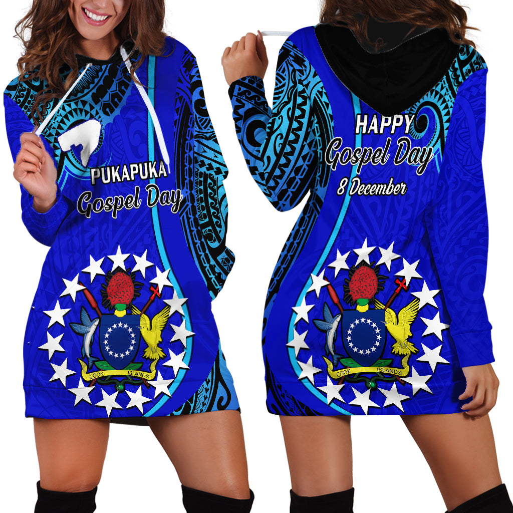 8 December Pukapuka Island Gospel Day Hoodie Dress Cook Islands Tribal Pattern LT14 - Polynesian Pride