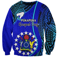 8 December Pukapuka Island Gospel Day Sweatshirt Cook Islands Tribal Pattern LT14 Unisex Blue - Polynesian Pride