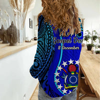 8 December Pukapuka Island Gospel Day Women Casual Shirt Cook Islands Tribal Pattern LT14 - Polynesian Pride