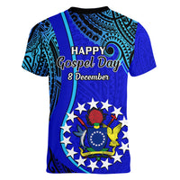 8 December Pukapuka Island Gospel Day Women V Neck T Shirt Cook Islands Tribal Pattern LT14 - Polynesian Pride
