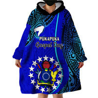 Personalised 8 December Pukapuka Island Gospel Day Wearable Blanket Hoodie Cook Islands Tribal Pattern LT14 - Polynesian Pride