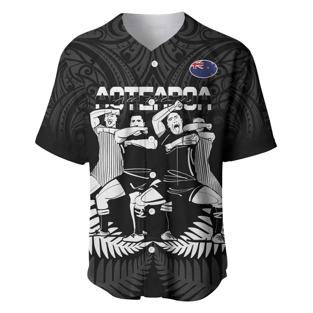 New Zealand Silver Fern Rugby Baseball Jersey Haka Dance With Aotearoa Maori Pattern