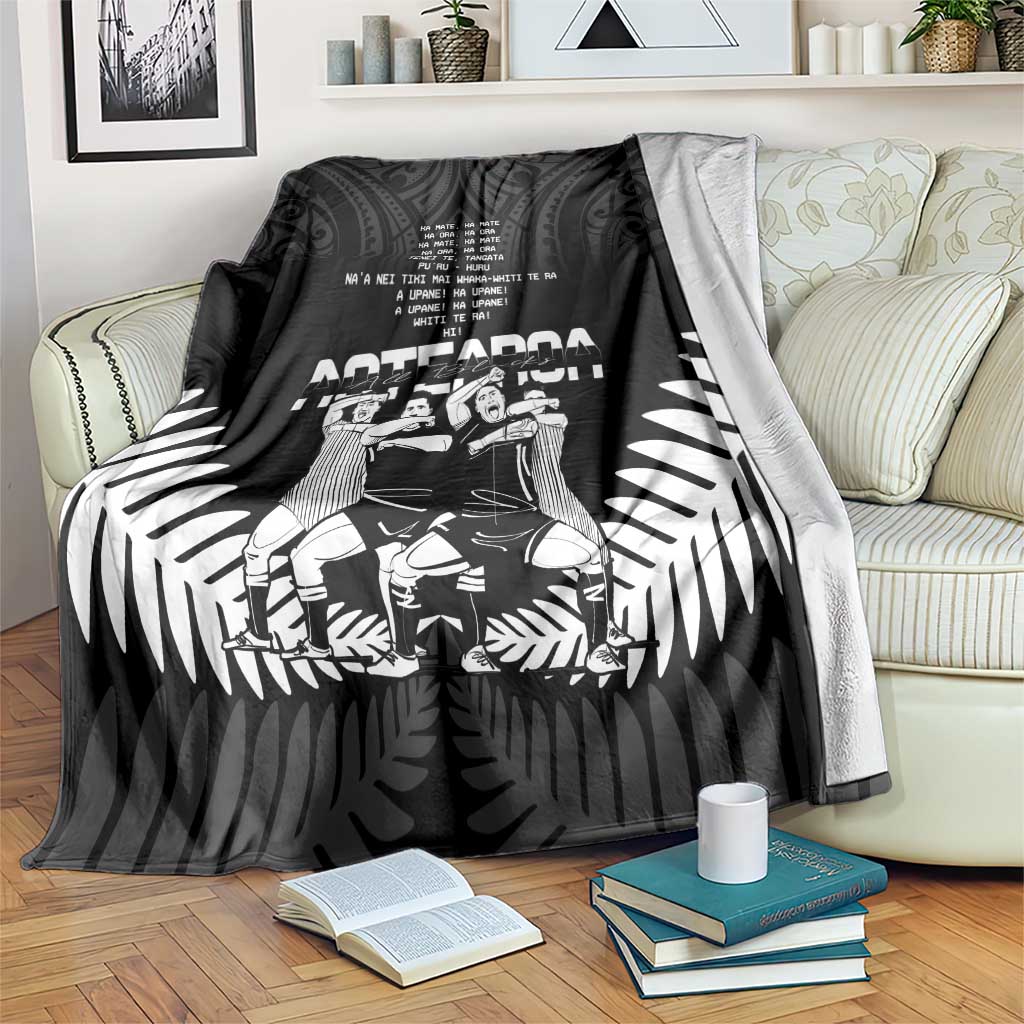 New Zealand Silver Fern Rugby Blanket Haka Dance With Aotearoa Maori Pattern