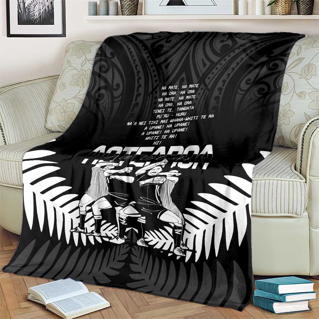 New Zealand Silver Fern Rugby Blanket Haka Dance With Aotearoa Maori Pattern