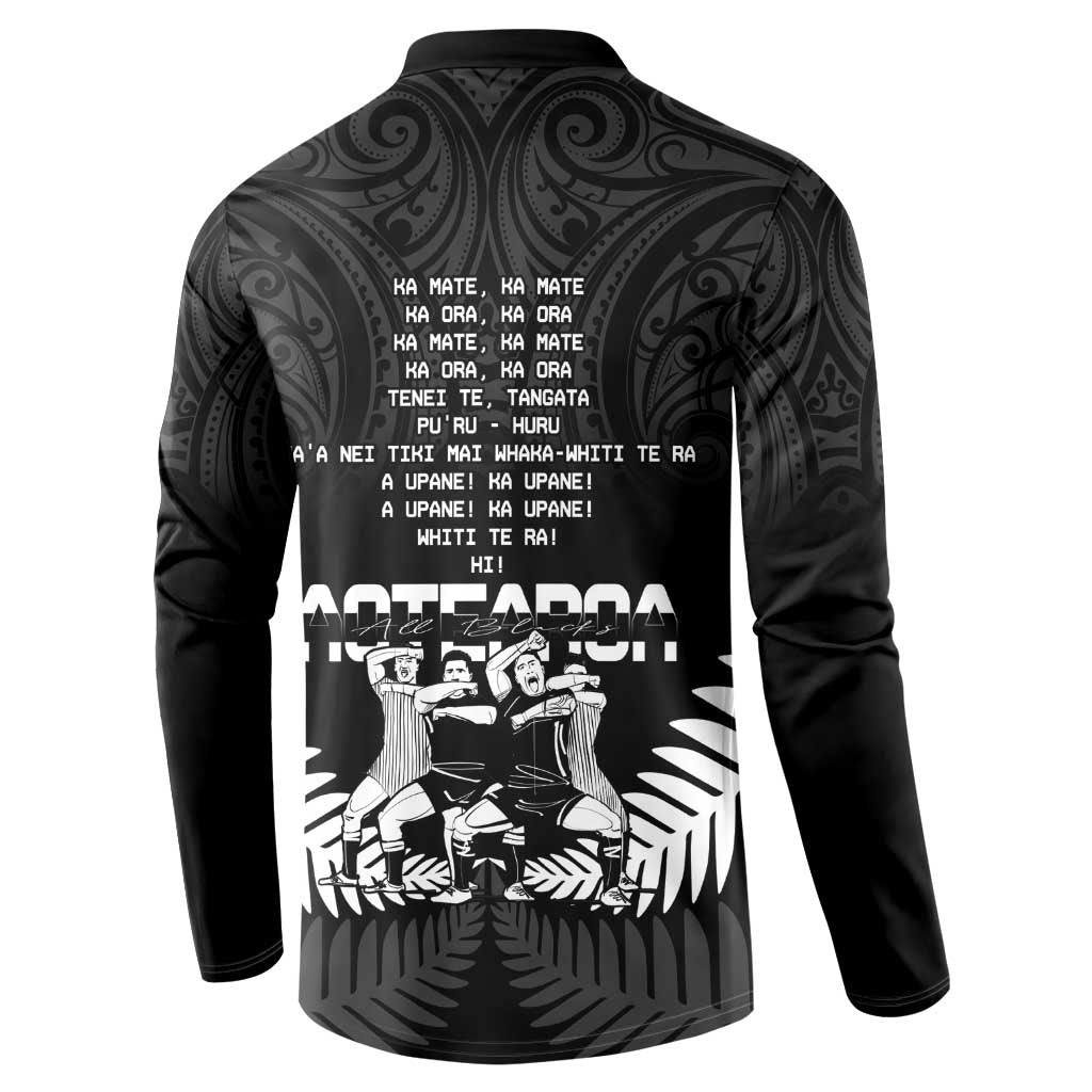 New Zealand Silver Fern Rugby Button Sweatshirt Haka Dance With Aotearoa Maori Pattern