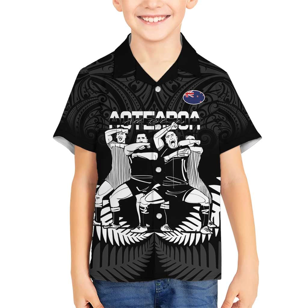 New Zealand Silver Fern Rugby Family Matching Long Sleeve Bodycon Dress and Hawaiian Shirt Haka Dance With Aotearoa Maori Pattern