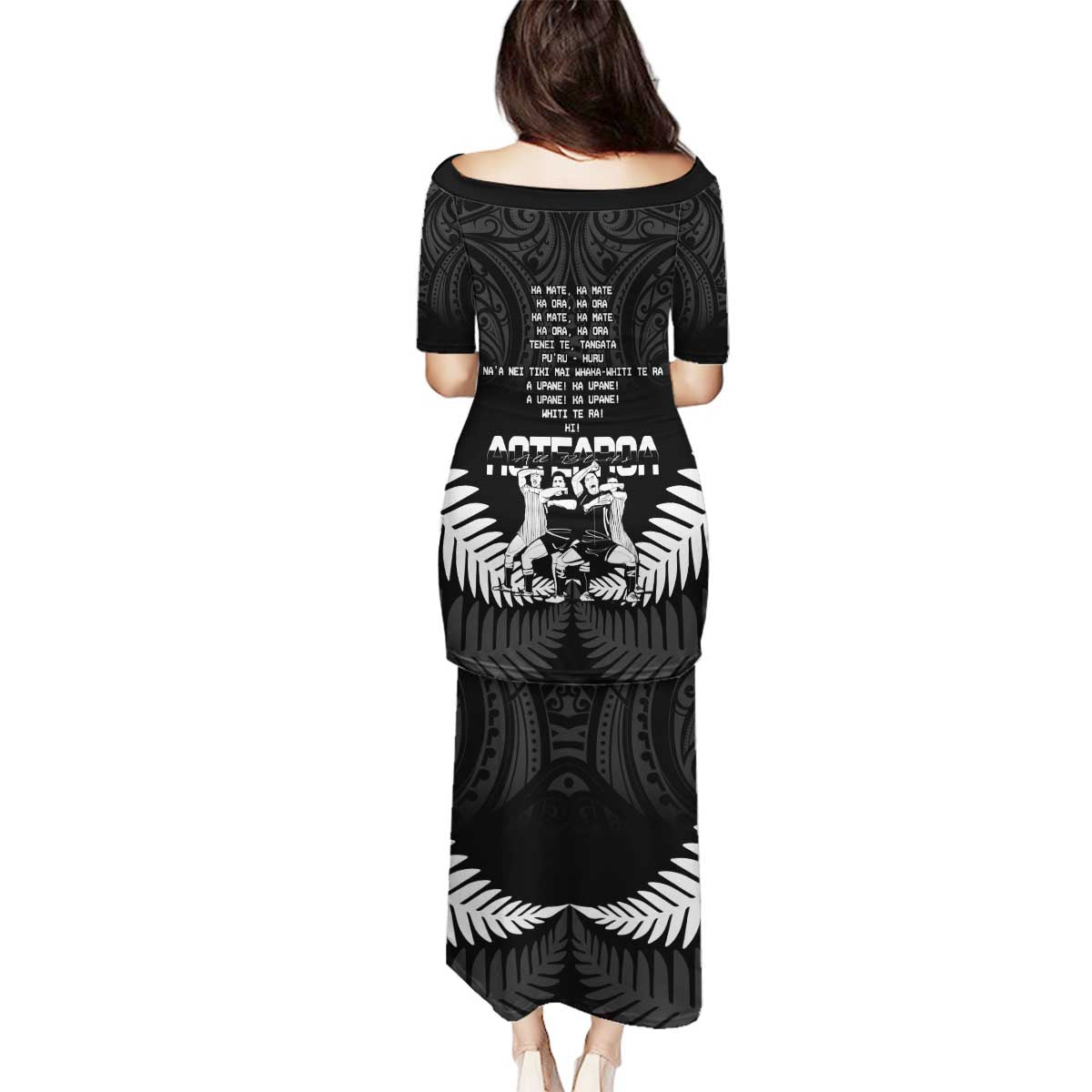 New Zealand Silver Fern Rugby Family Matching Puletasi and Hawaiian Shirt Haka Dance With Aotearoa Maori Pattern