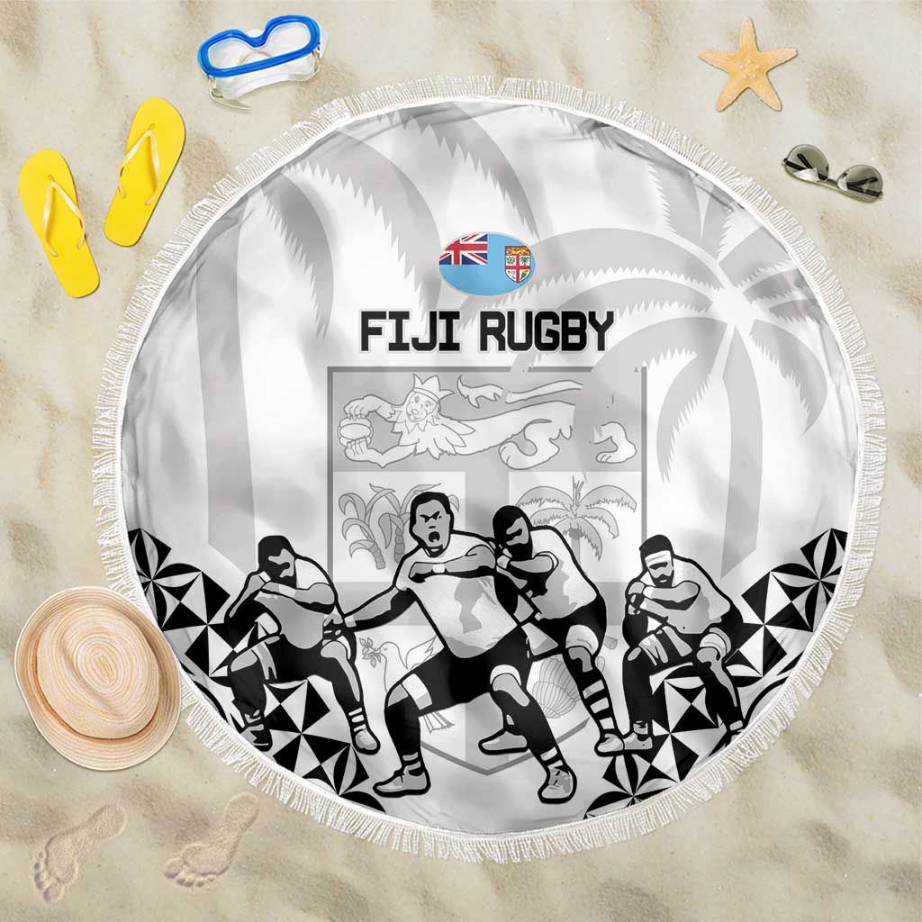 Fiji Tapa Rugby Beach Blanket Cibi Dance With Fijian Pattern