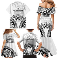Fiji Tapa Rugby Family Matching Mermaid Dress and Hawaiian Shirt Cibi Dance With Fijian Pattern