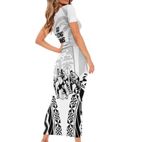 Fiji Tapa Rugby Family Matching Short Sleeve Bodycon Dress and Hawaiian Shirt Cibi Dance With Fijian Pattern