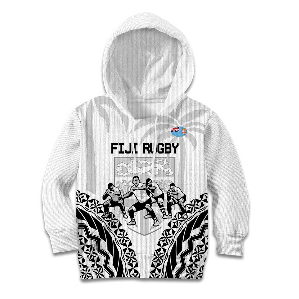 Fiji Tapa Rugby Kid Hoodie Cibi Dance With Fijian Pattern