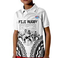 Fiji Tapa Rugby Kid Polo Shirt Cibi Dance With Fijian Pattern