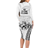 Fiji Tapa Rugby Long Sleeve Bodycon Dress Cibi Dance With Fijian Pattern