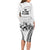 Fiji Tapa Rugby Long Sleeve Bodycon Dress Cibi Dance With Fijian Pattern