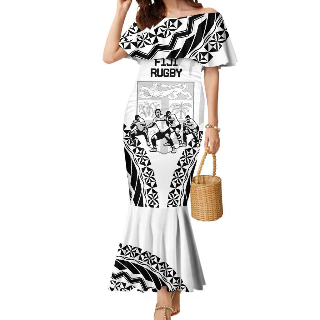 Fiji Tapa Rugby Mermaid Dress Cibi Dance With Fijian Pattern