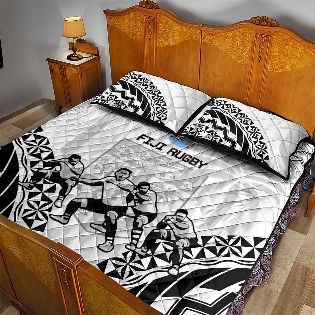 Fiji Tapa Rugby Quilt Bed Set Cibi Dance With Fijian Pattern