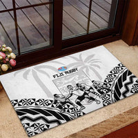 Fiji Tapa Rugby Rubber Doormat Cibi Dance With Fijian Pattern