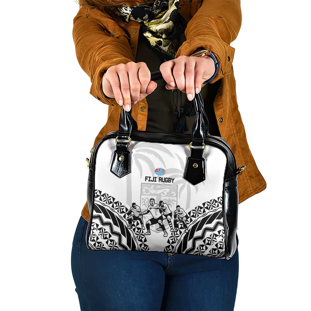 Fiji Tapa Rugby Shoulder Handbag Cibi Dance With Fijian Pattern