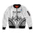 Fiji Tapa Rugby Sleeve Zip Bomber Jacket Cibi Dance With Fijian Pattern