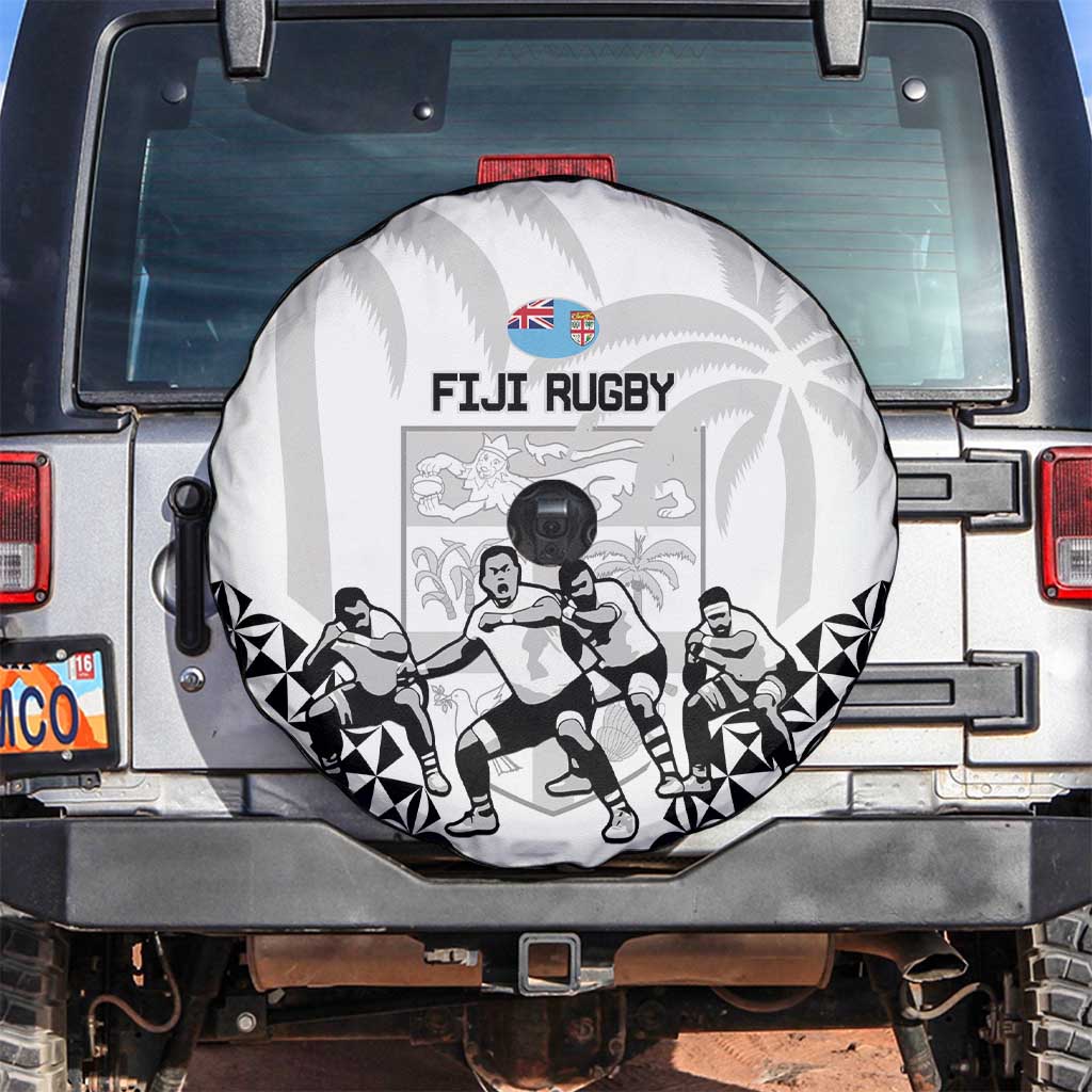 Fiji Tapa Rugby Spare Tire Cover Cibi Dance With Fijian Pattern