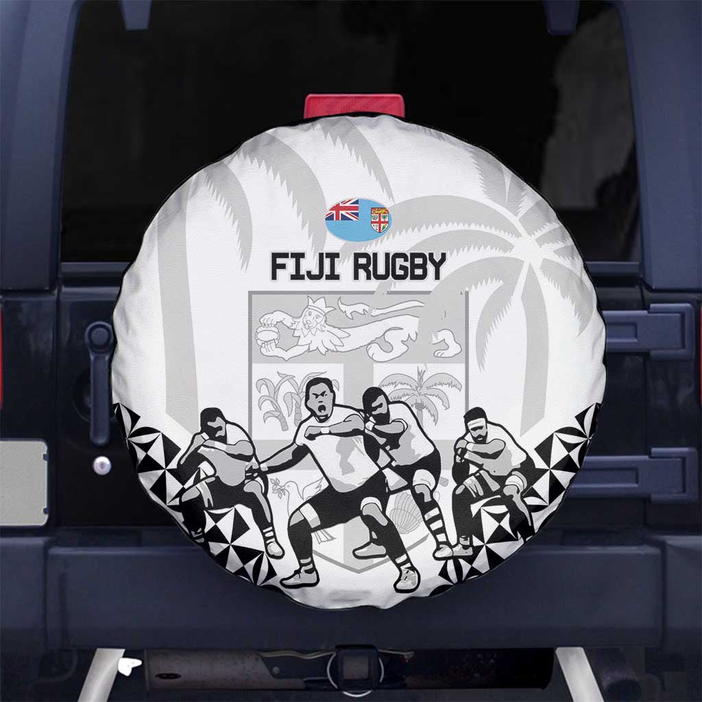 Fiji Tapa Rugby Spare Tire Cover Cibi Dance With Fijian Pattern