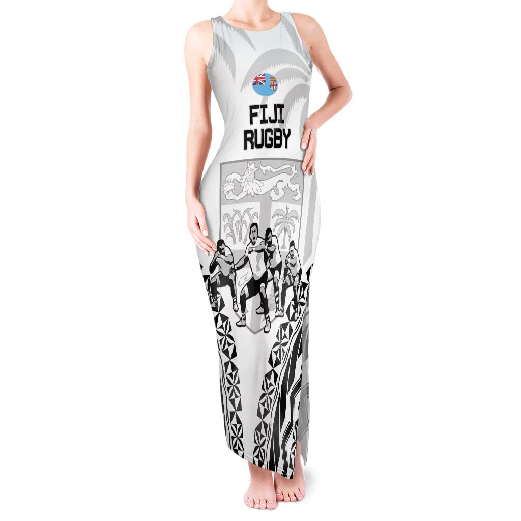 Fiji Tapa Rugby Tank Maxi Dress Cibi Dance With Fijian Pattern