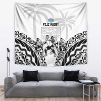 Fiji Tapa Rugby Tapestry Cibi Dance With Fijian Pattern