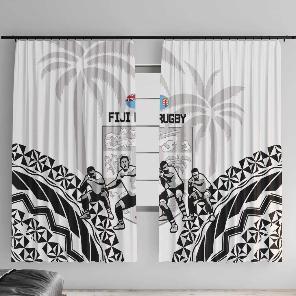 Fiji Tapa Rugby Window Curtain Cibi Dance With Fijian Pattern