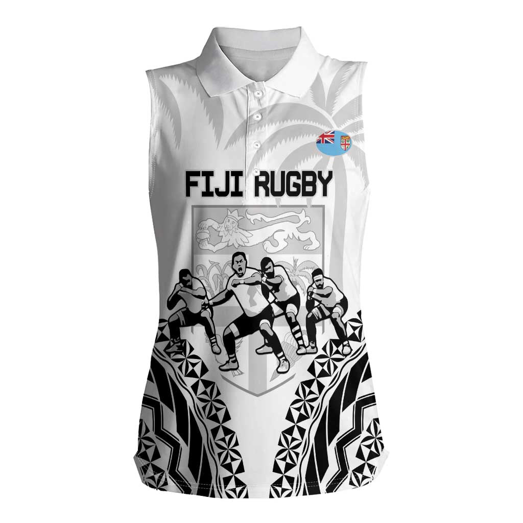 Fiji Tapa Rugby Women Sleeveless Polo Shirt Cibi Dance With Fijian Pattern