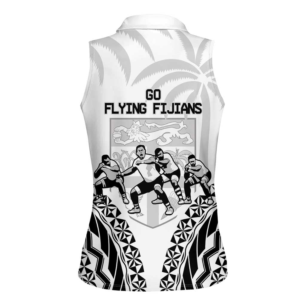 Fiji Tapa Rugby Women Sleeveless Polo Shirt Cibi Dance With Fijian Pattern