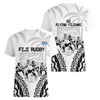 Fiji Tapa Rugby Women V-Neck T-Shirt Cibi Dance With Fijian Pattern