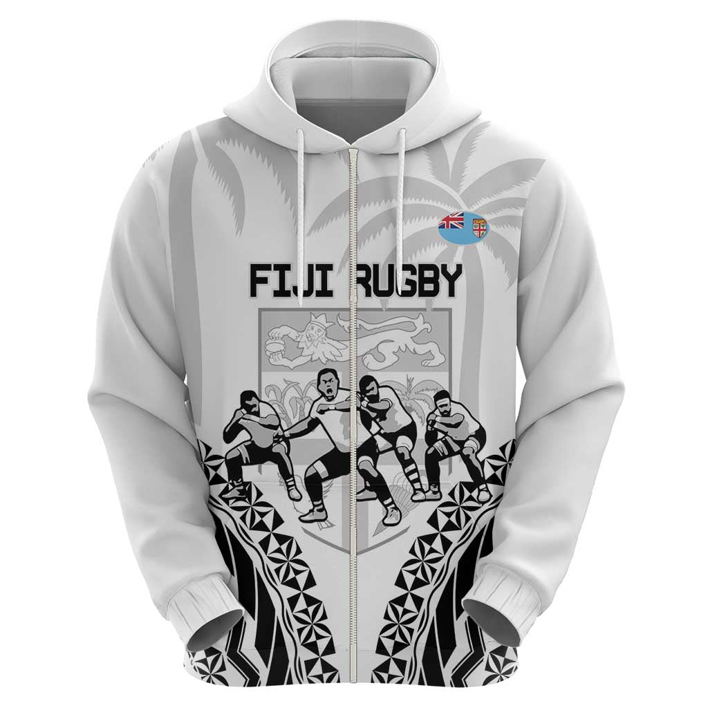 Fiji Tapa Rugby Zip Hoodie Cibi Dance With Fijian Pattern