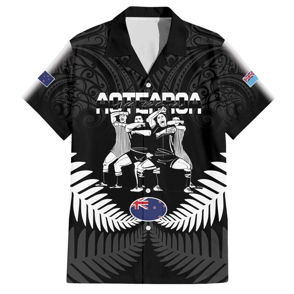 New Zealand And Fiji Tapa Rugby Hawaiian Shirt Haka Dance Mix Cibi Dance Together