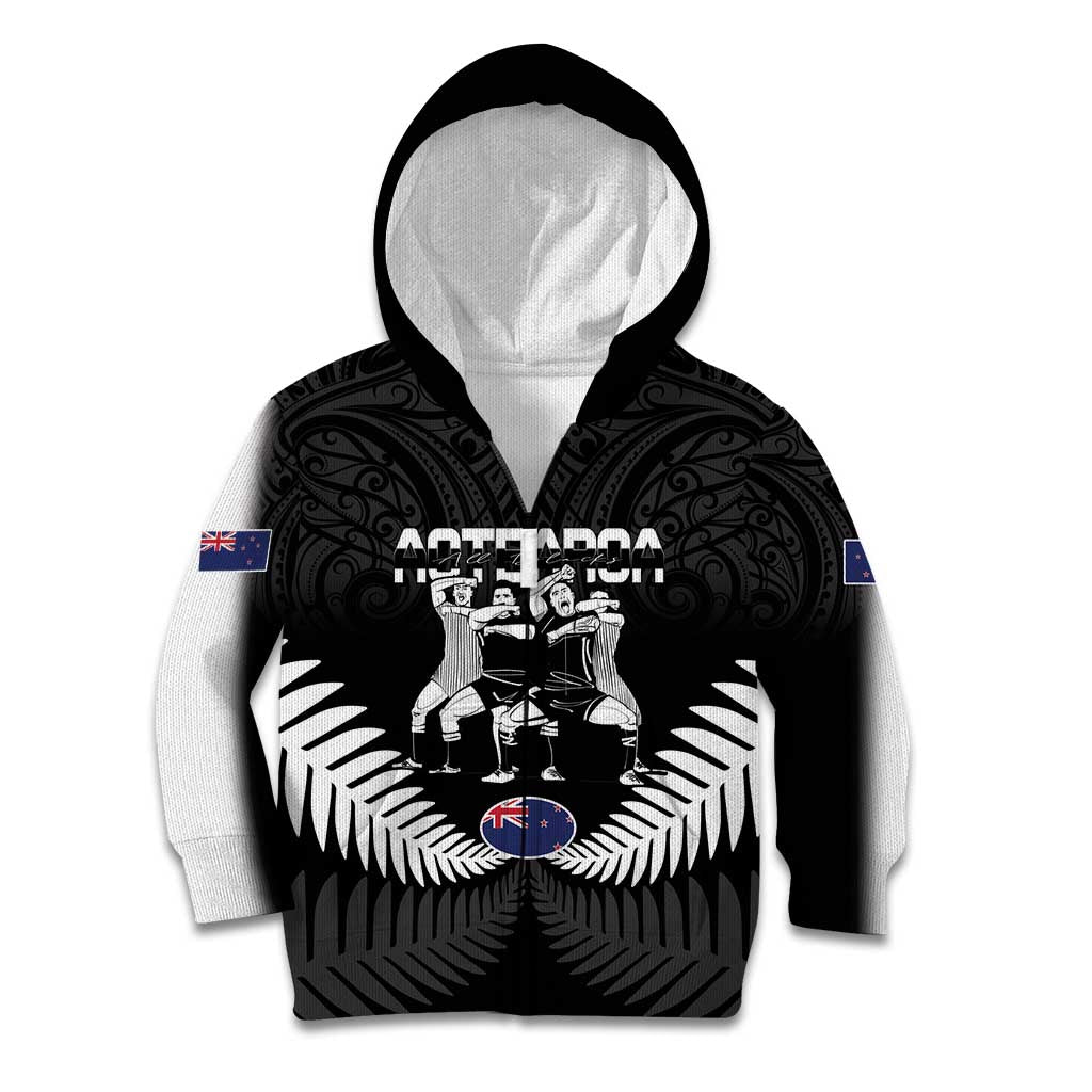 New Zealand And Fiji Tapa Rugby Kid Hoodie Haka Dance Mix Cibi Dance Together
