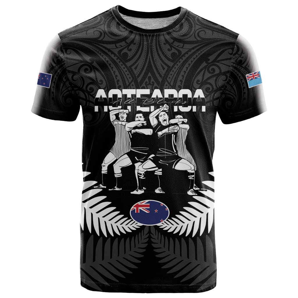 New Zealand And Fiji Tapa Rugby T Shirt Haka Dance Mix Cibi Dance Together